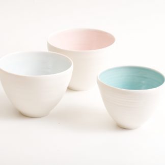 handmade porcelain- bowl - turquoise - blue - pink- tableware- dinnerware-