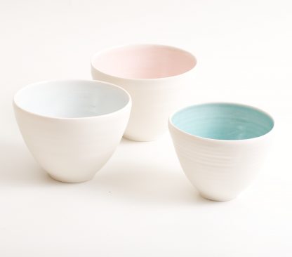 handmade porcelain- bowl - turquoise - blue - pink- tableware- dinnerware-