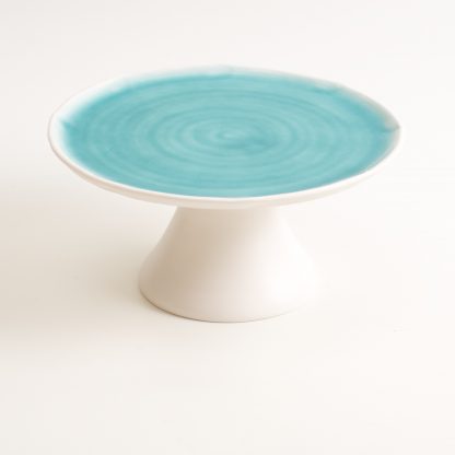 cake stand- handmade porcelain- handmade cake stand- turquoise