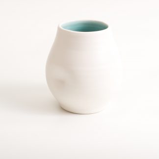 handmade- porcelain- vase -dimpled- turquoise