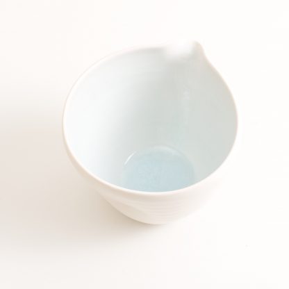 pouring bowl- handmade porcelain- tableware- cookware- dinnerware- blue pourer- dimpled porcelain