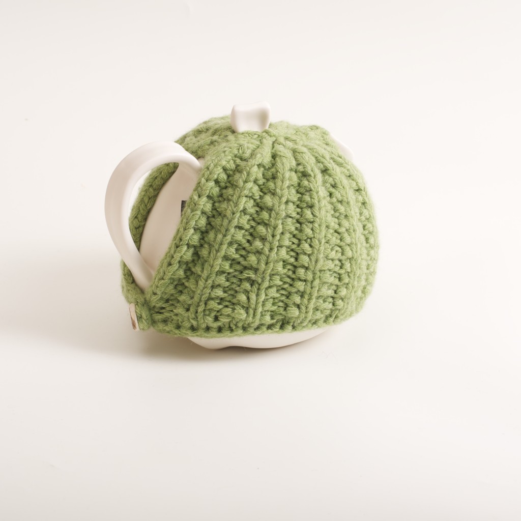 Handmade teapot with cosy Linda Bloomfield