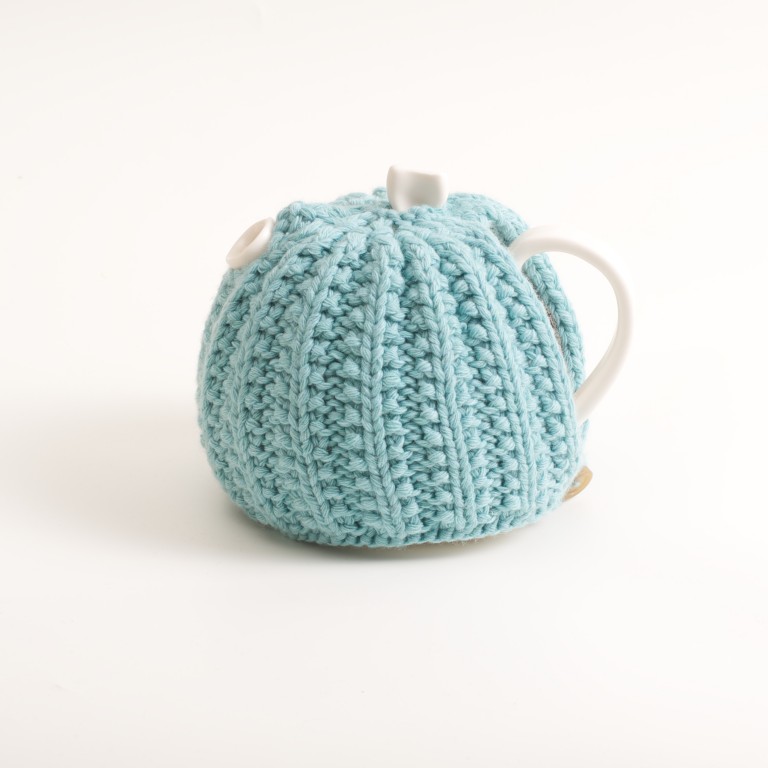 Handmade teapot with cosy Linda Bloomfield