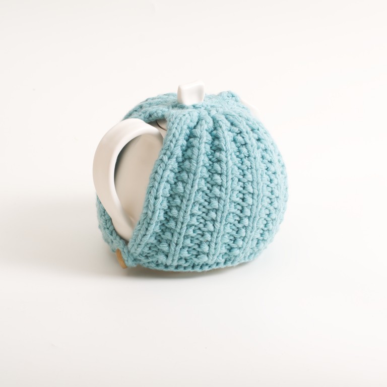 Handmade teapot with cosy Linda Bloomfield