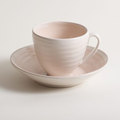 Linda Bloomfield handmade porcelain teacup and saucer - pink