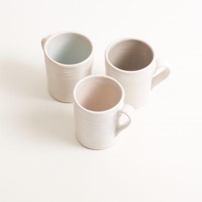 stoneware range- cafe tableware- pink interior- espresso cup- coffee- grey- blue