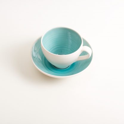 handmade porcelain- tableware- dinnerware- cup- saucer- tea- afternoon tea- coffee cup- turqouise