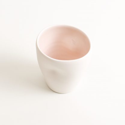handmade porcelain- tableware- dinnerware- cup- dimpled cup- pink