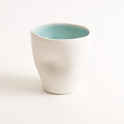 handmade porcelain- tableware- dinnerware- cup- dimpled cup- turquoise