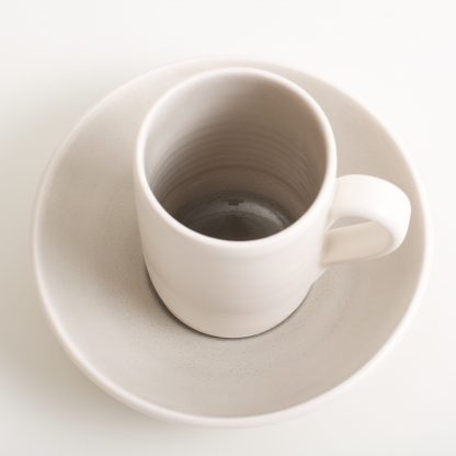 handmade porcelain- espresso cup- coffee cup- saucer- tableware - grey