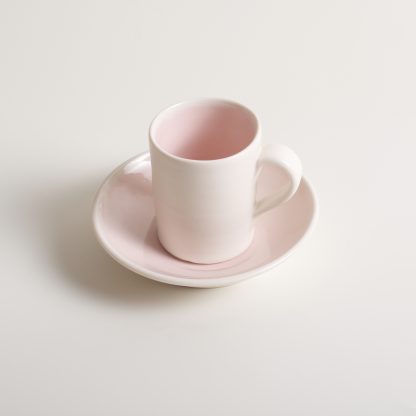 Linda Bloomfield handmade porcelain coffee cup and saucer - pink