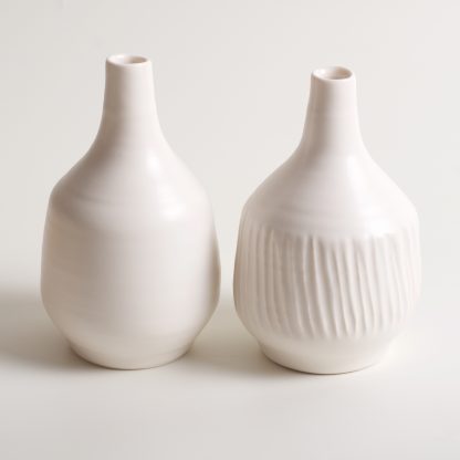 Linda Bloomfield handmade porcelain Morandi-inspired bottles - white