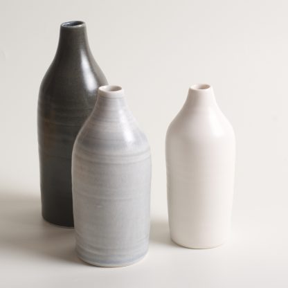 Linda Bloomfield handmade porcelain Morandi-inspired bottles - grey and white