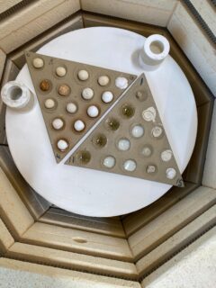 On the second day of the workshop we crushed local clays to make slips and glazes and added colourants and opacifiers. The clay body triaxial tests came out of the kiln, fired to cone 7. 

Tomorrow we will be making more glazes using wood ash and other materials.