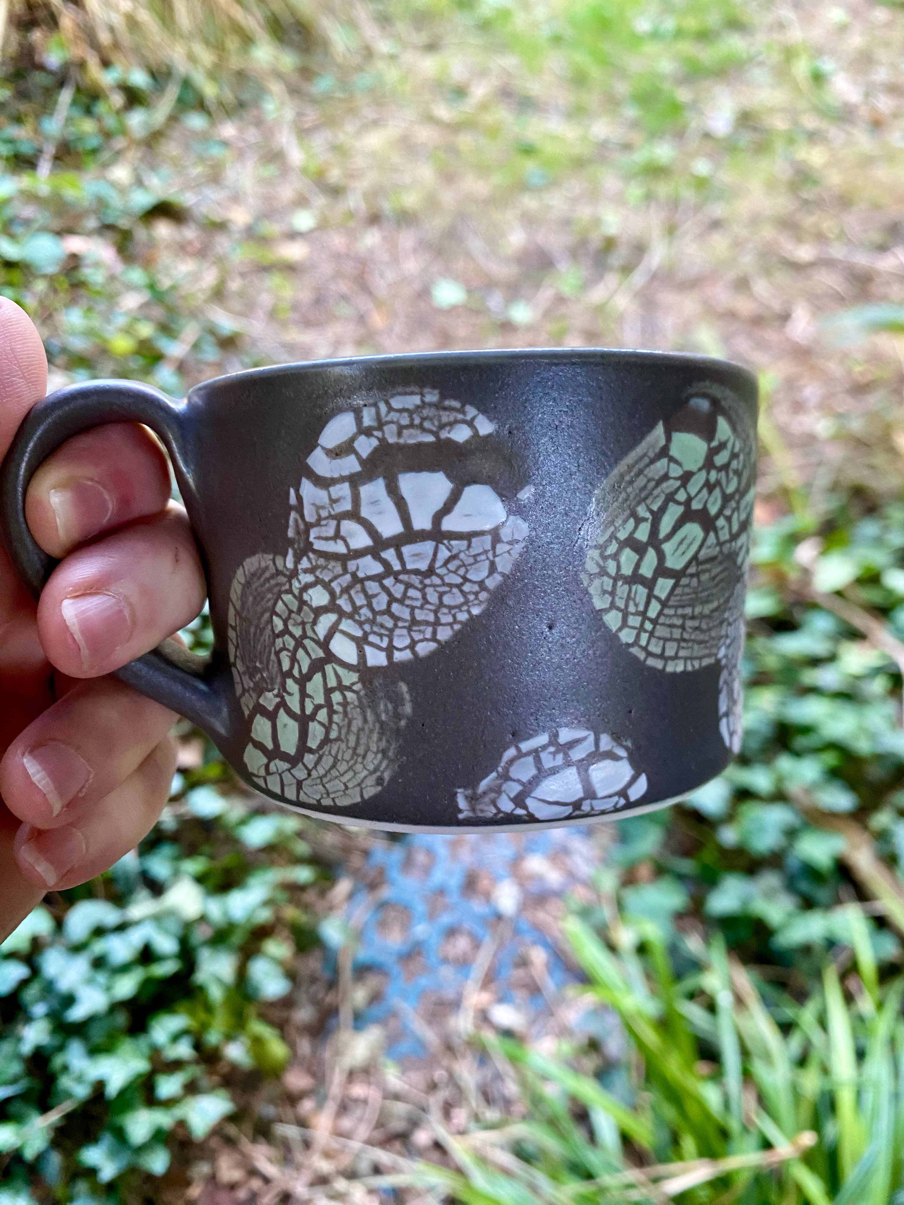My latest batch of lichen-effect mugs is out of the kiln. These are for the @design_nationuk DN x YSP MADE showcase at @yspshops