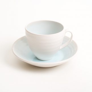 Linda Bloomfield handmade porcelain cup and saucer - pale blue