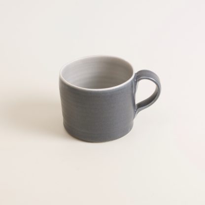 Linda Bloomfield- Short mugs- Handmade Porcelain- grey- mustard- black- everyday - tea- coffee