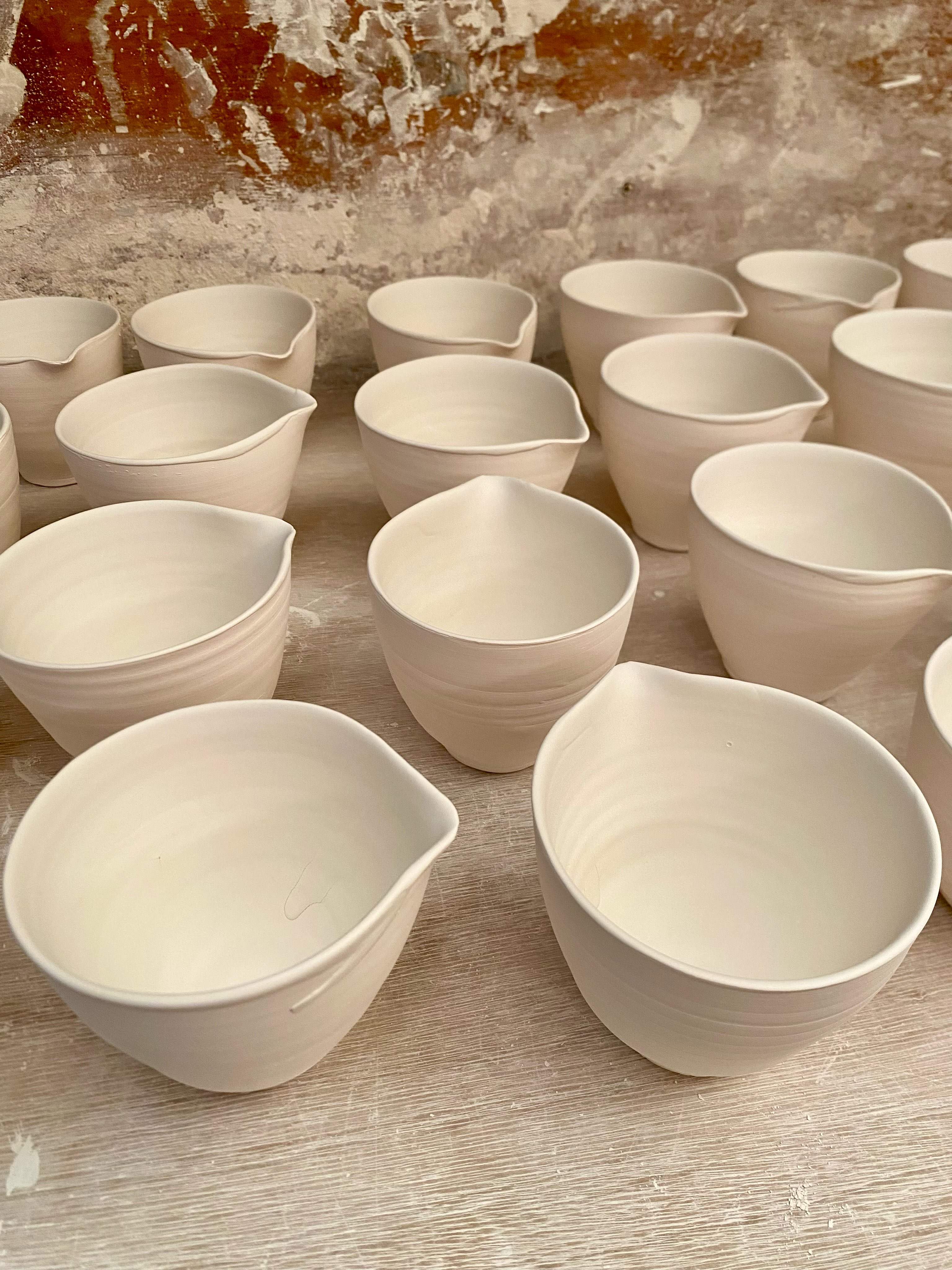 Back in the studio glazing an order of fifty pouring bowls today 

A cat 🐈 or maybe a fox 🦊 climbed in through my studio window while I was away and left a very unpleasant liquefying chicken carcass on my studio floor