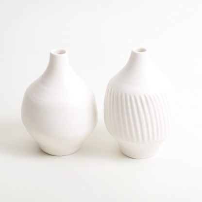 Linda Bloomfield fat porcelain bottles plain and fluted