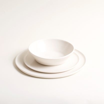 Matt porcelain plate- dinnerware- tableware- handmade- hand thrown- by linda bloomfield- place setting-