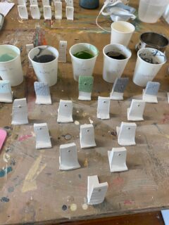 A great day mixing glazes on our workshop @coombefarmstudios 
The kiln is on and we’ll see the results tomorrow