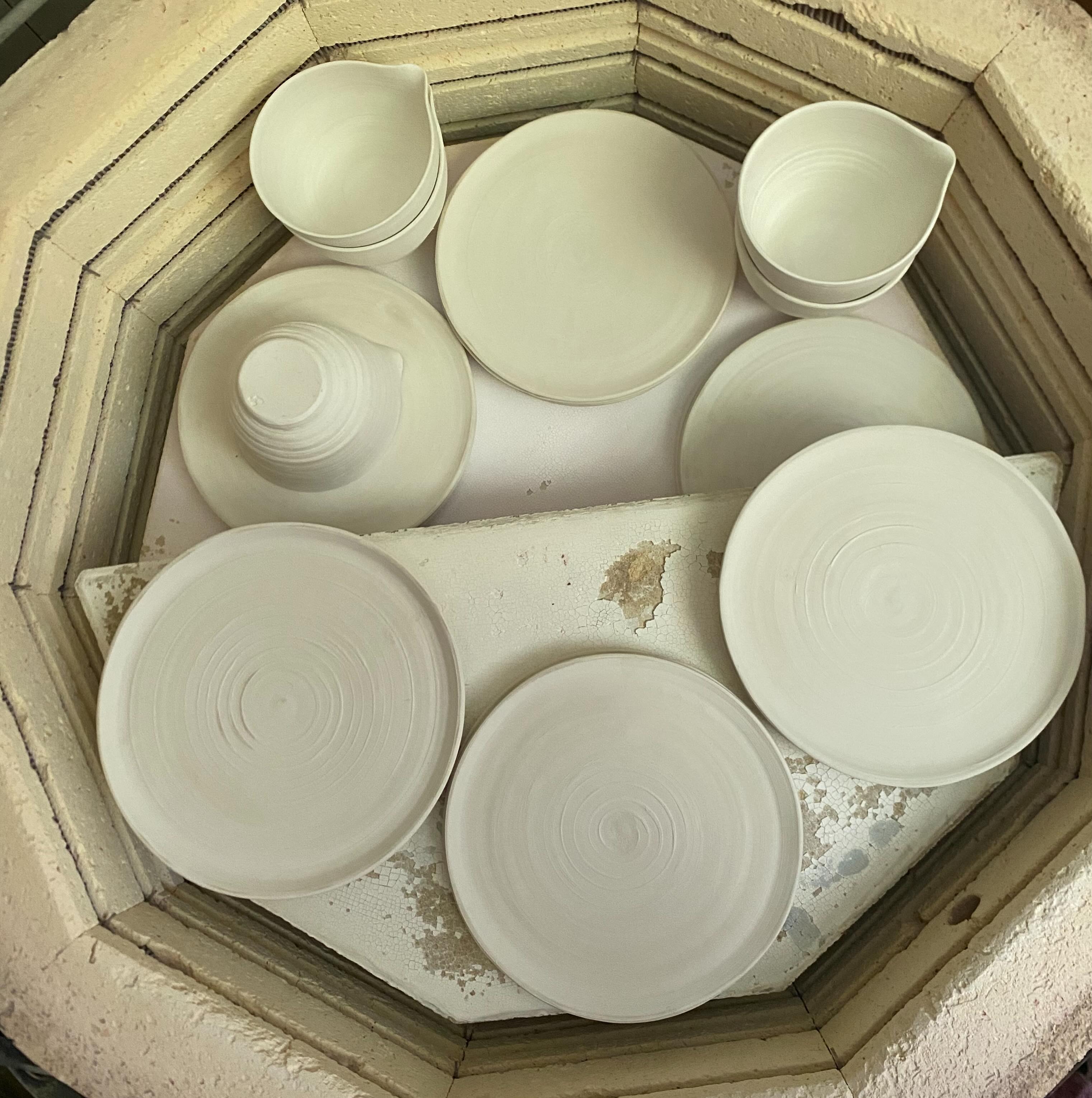 Today I packed the kiln for the biscuit firing but I don’t think I’ll turn it on until the heatwave in London is over. It’s around 36°C outside and the kiln controller electronics don’t like to be hotter than 40°C.