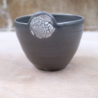 lichen-effect black porcelain bowl
