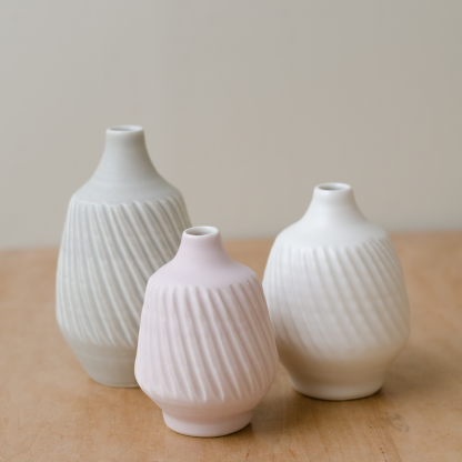 fluted porcelain vases