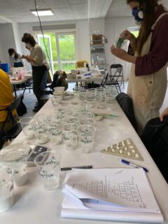 The first day of our workshop @guldagergaard_claytopia was all about clay, lead by Linda Swanson @swansonstudii 

We made triaxial blends of various clays, fluxes and silica to form clay bodies, and also added colouring oxides to Egyptian paste, a self-glazing clay body.