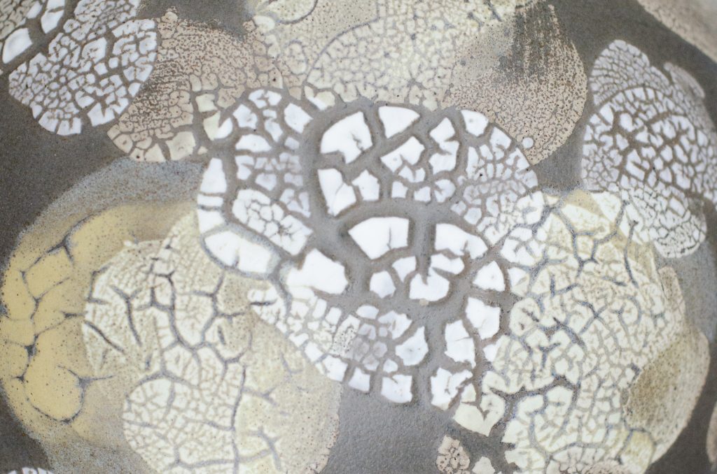 Lichen-glazed porcelain sculptural form (detail)