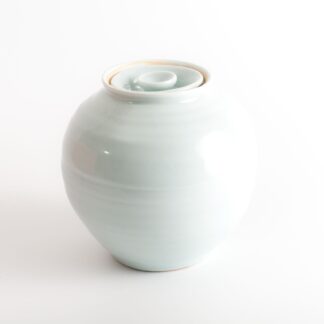 wood-fired porcelain lidded vase