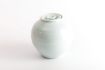 wood-fired porcelain lidded vase